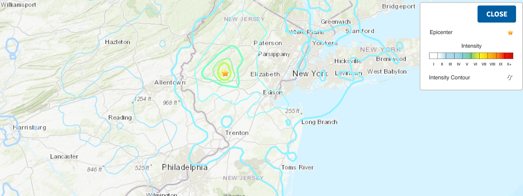 Magnitude 4.8 earthquake 7 km north of Whitehouse Station strikes NJ