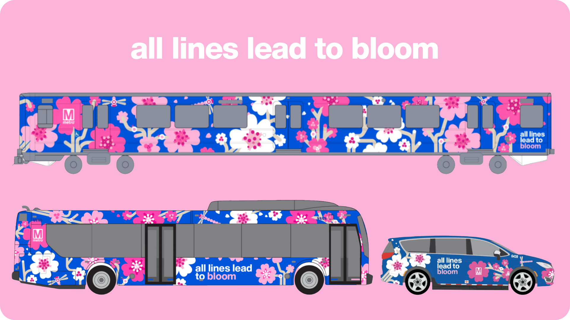 Metro vehicles with the cherry blossom wrap. WMATA/Handout